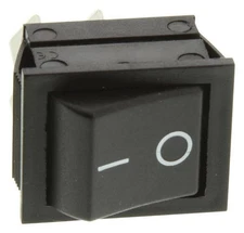 1pc Rocker Switch, On-Off, DPST, Non Illuminated, Panel Mount, Black, 1350
