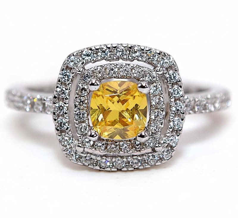 2CT Heat Treated Yellow Topaz 925 Sterling Silver Ring Jewelry Sz 6 NF1-2