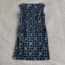 Talbots Petite Geometric Chain Boat Neck Sleeveless Women's Sheath Dress Size 8
