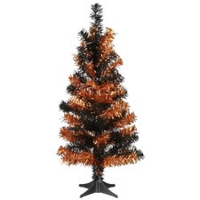 National Tree Company Tinsel Tree, Black, Ora...