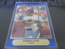 DARREN LEWIS 1992 FLEER BASEBALL ROOKIE SENSATIONS RC TRADING CARD #6 SF GIANTS. rookie card picture
