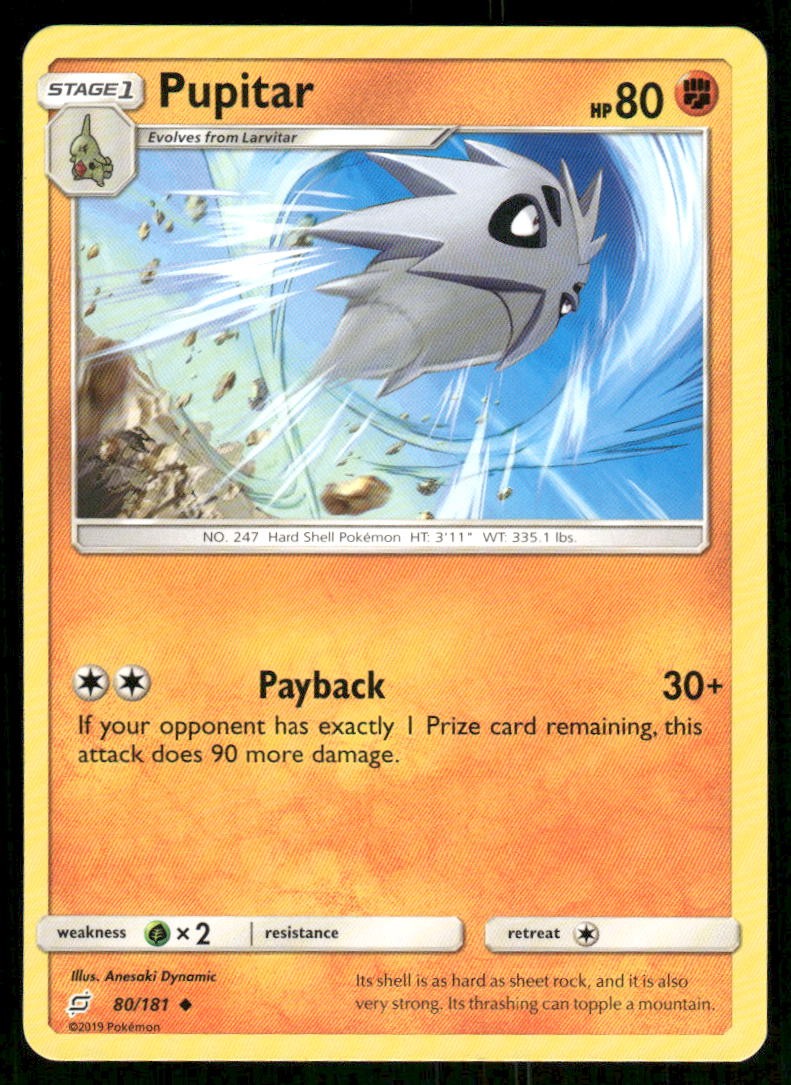 2019 Pokemon Pupitar Uncommon Team Up 80/181 NM