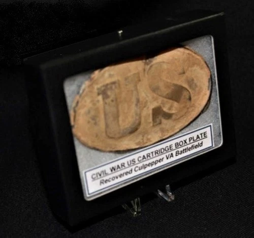 Original Civil War “US” Cartridge Box Plate, dug at Culpeper VA Battlefield