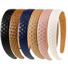 6 Pcs Wide Leather Headbands for Women PU Knotted Hairbands Non-Slip Multicolor