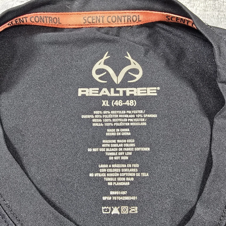 Realtree Base Layer T Shirt Mens XL Black Scent Control Hunting Stretch Wicking - Image 4 of 4