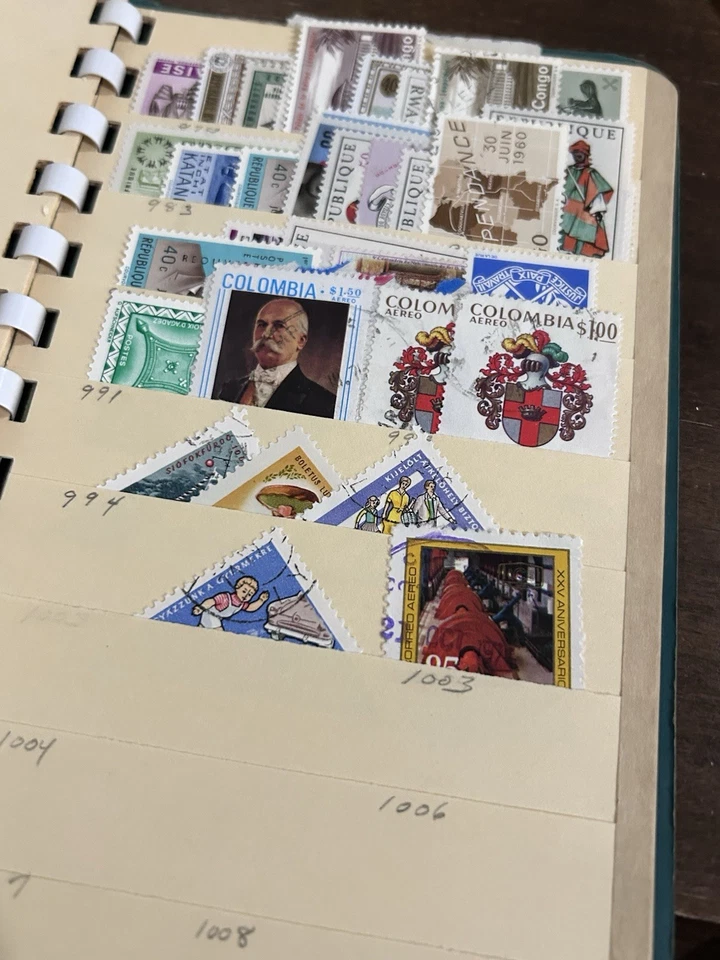 Colección de estampillas vintage y modernas con sello de un centavo y caja de madera vintage! Foto 4 de 4