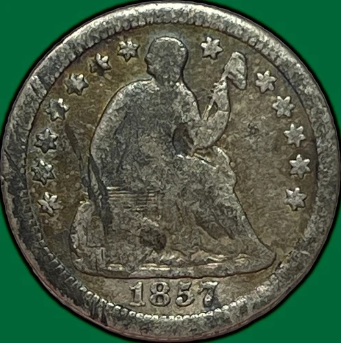 1857-O Seated Liberty Half Dime Very Good VG Coin, Scratched #28766