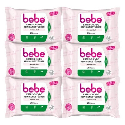 bebe Reinigungstücher - Erfrischende Reinigungstücher 6er-Pack (6x 25 St.)