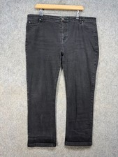 Wyse Jeans Womens Size UK 18 Black Cotton Denim Skinny Trousers Straight Leg