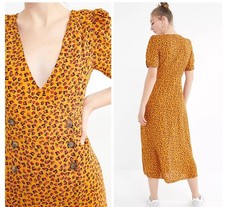 Urban outfitters NWOT $79 Woman’s S Mustard leopard print shortsleeve midi dress