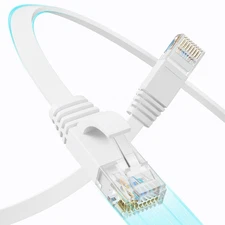 Cat 6 Flat Ethernet Cable 50 FT, UTP 10Gbps High-Speed Cat6 Ethernet Cable, Pure