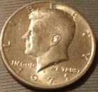 1971 Kennedy Denver Half Dollar coin Age 55 KM#202B Composition of clad Bid    .