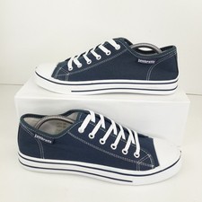Lambretta Mens Trainers UK 7 Blue White Canvas Textile Lace Up Low Shoes Adult