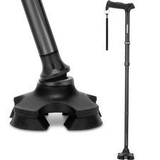 Foldable Adjustable Lightweight Self Standing Pivot Walking Cane With Bag
