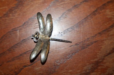 Signed Courtney Peterson Sterling Silver 925 And Brass Dragonfly Pendant Brooch
