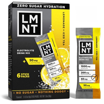 LMNT Zero Sugar Electrolyte Drink Mix - Lemonade Iced Tea - 6ct
