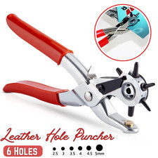 9Inch Leather Hole Punch Heavy Duty Hand Pliers Belt Holes 6 Sized Puncher Tool