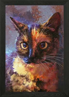 Schildpatt Katze Portrait gerahmtes Wandbild Poster Leinwanddruck Bild