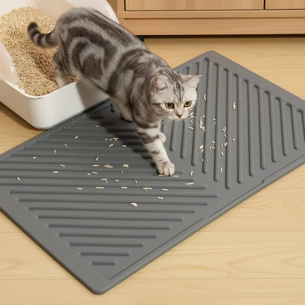Silikon Katzenklo Matte Wasserdicht Rutschfest FüR Streukontrolle 60X38Cm-image