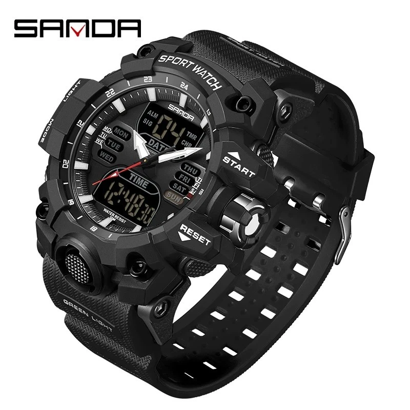 Men's Luxury G Style Dual Display LED Chronograph Military Sports Watch Gym Gift - Image 3 of 4