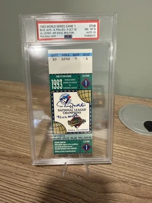 1993 World Series Ticket Stub Signed by Paul Molitor Auto PSA 8 Auto 10 - Image 1 of 3