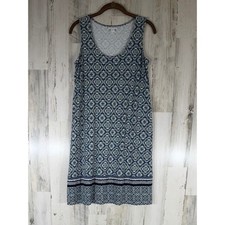 J Jill Shift Dress Size XS Petite Blue Floral Medallion Sleeveless Scoop Neck
