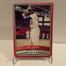 2025 Topps Hobby Rip Night - Jackie Robinson - Red Parallel + THREE Base Cards