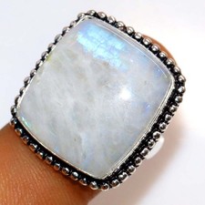 Rainbow Moonstone 925 Silver Plated Ring US 8 Festive Jewelry Fashion Sale JW