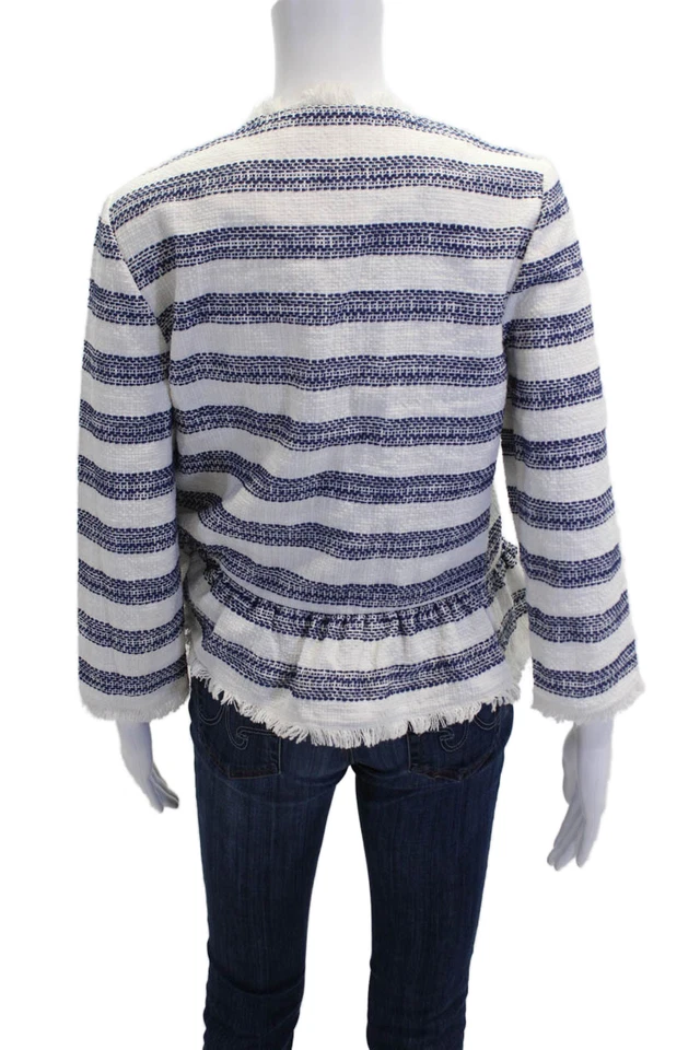 Chaqueta Blazer Kate Spade New York Mujer Mezcla Algodón Rayas Azul Talla S Foto 3 de 4