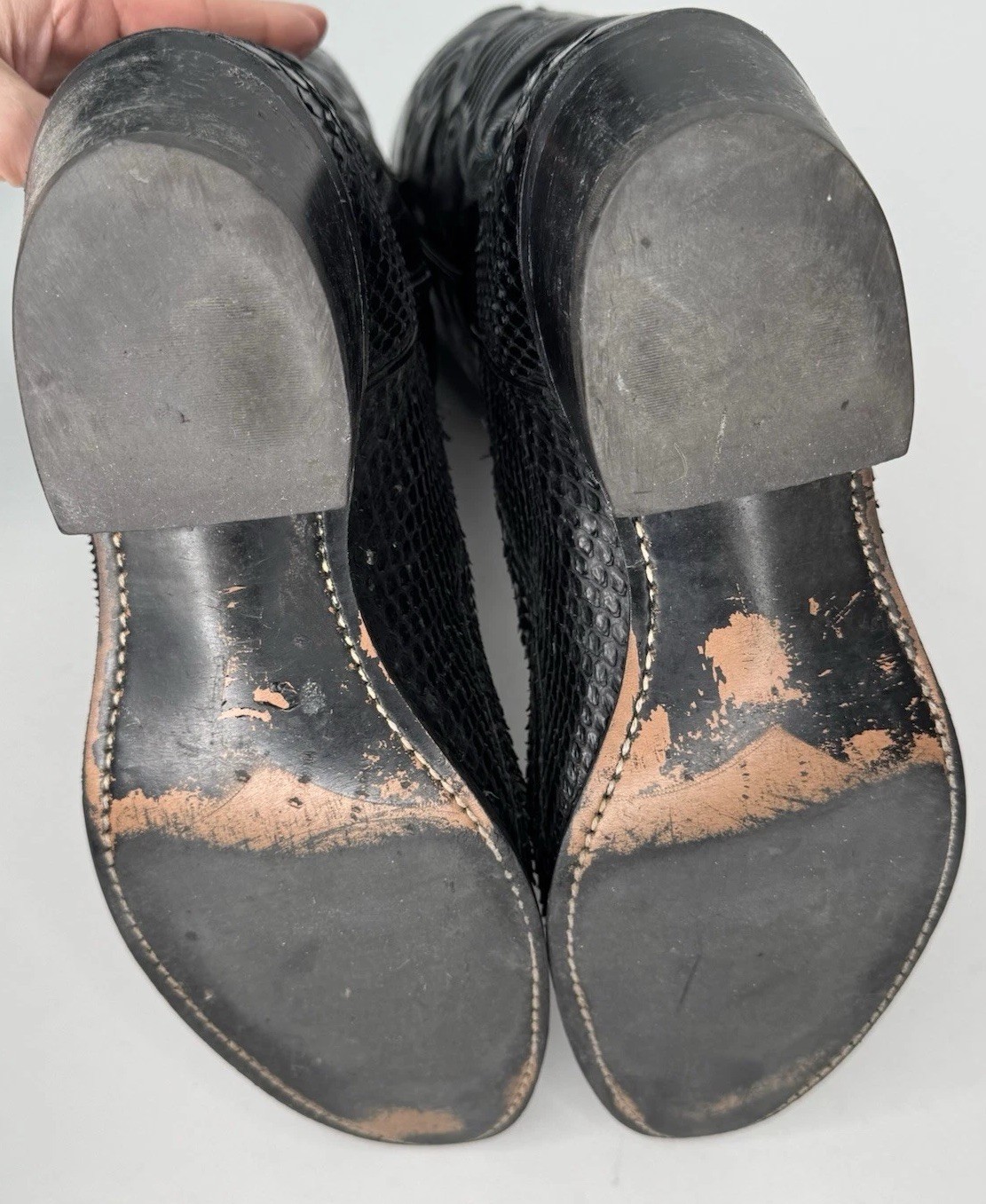 Python Cowboy Boots Black Men Pointed Toe Exotic … - image 8