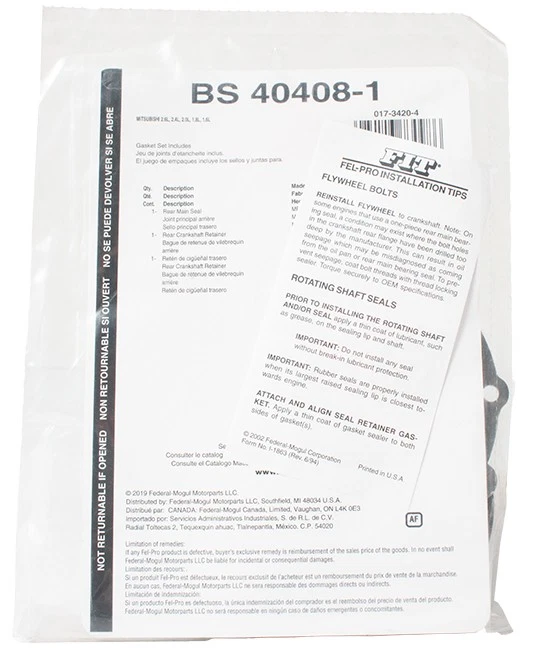 Juego de sellos principales traseros Fel-Pro para Mitsubishi Starion 1983-1989 modelo ID BS 40408-1 Foto 2 de 4