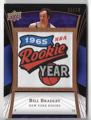 BILL BRADLEY 2007 UD PREMIER STITCHINGS PATCH CARD #6/10!