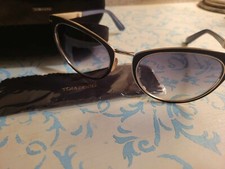 Tom Ford Women Sunglasses Cat Eye Nina TF373 01B Black Gold New in Case