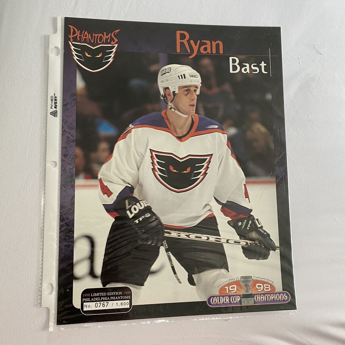 1998-99 Philadelphia Phantoms Ryan Bast Lineup Card Limited Edition  767/1600 AHL