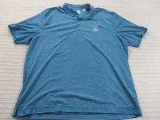 Cutter Buck Mens Shirt XL Blue Striped Polo Short Sleeve Embroidered Polyester