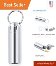 Waterproof Stainless Steel Pill Box Keychain - Compact Single Chamber Organizer