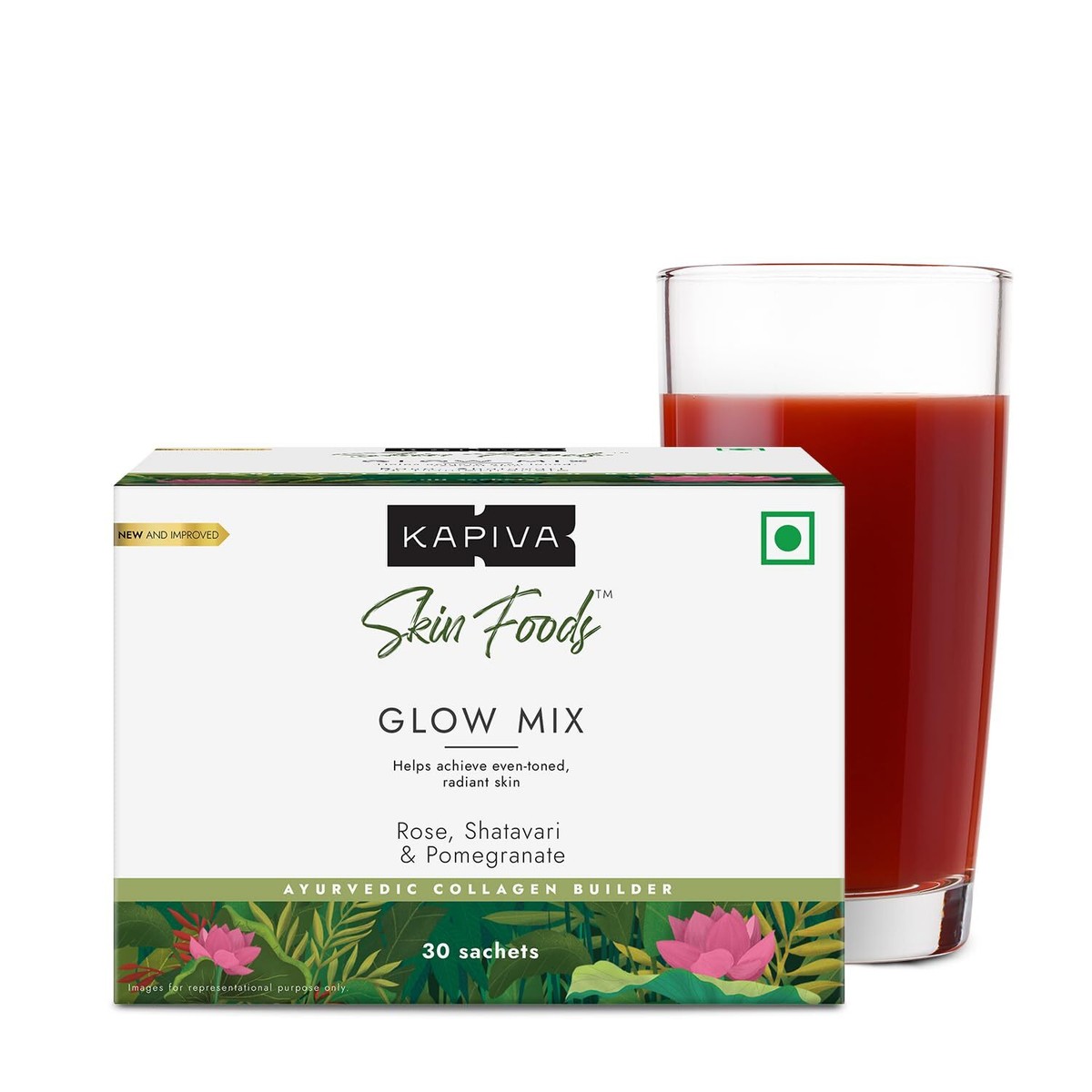shatavari glutathione Kapiva Skin Foods Glow Mix | Ayurvedic Skin Supplement Glow Skin 30 Sachets