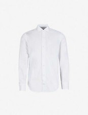  395 ELEVENTY - Spread Collar Slim-Cotton Poplin White Dress Shirt - XXL