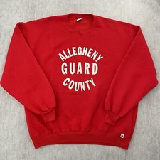 VINTAGE Allegheny Sweater Adult 2XL Red County Guard Pullover Made In USA Mens