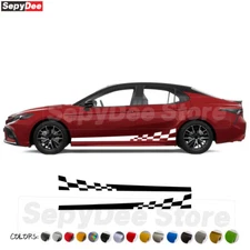 Car Body Chckered Graphic Door Side Stripe Sticker Decal for Toyota Camry