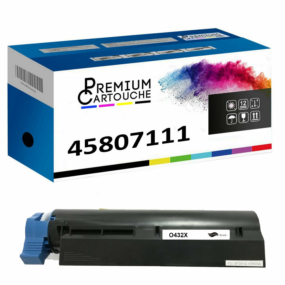 Cartouche toner 45807111 noir compatible OKI imprimante laser monochrome