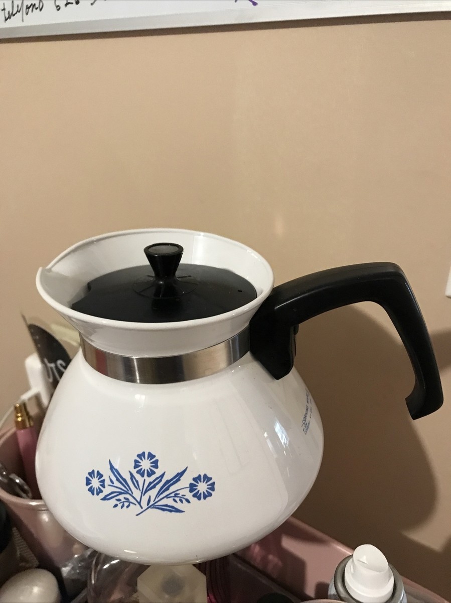 Backstamp 1960s Vintage Corning Ware Blue Cornflower 6 Cup Teapot