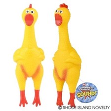 16" Rubber Yellow Squeaky Squeeze Chicken Squawking Shrilling Clown