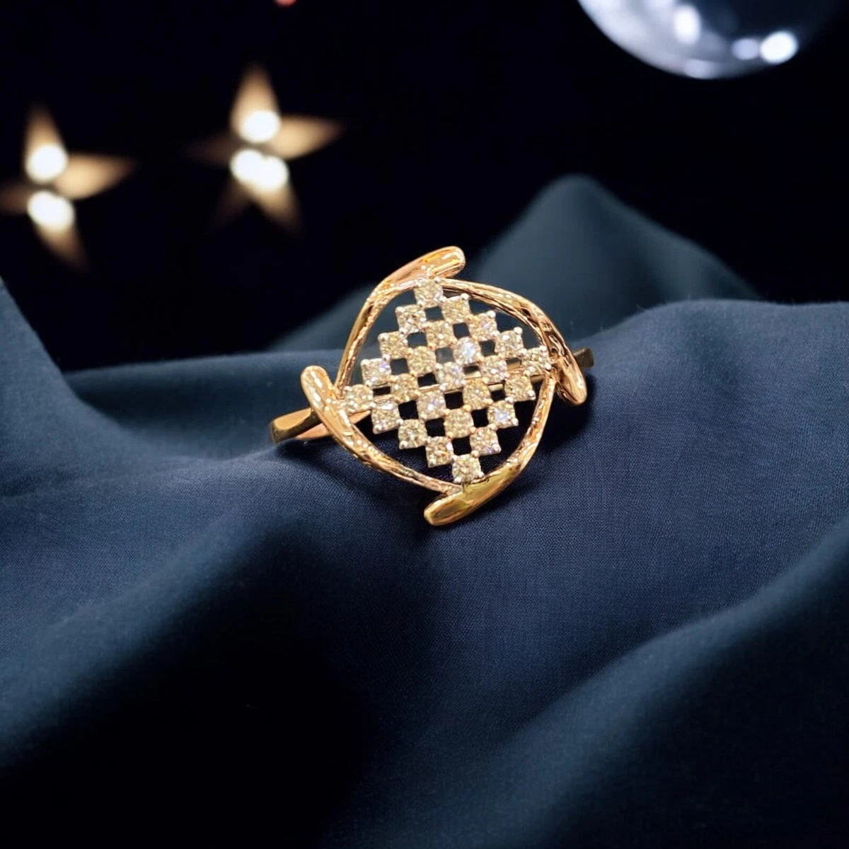 Bague Diamant Floral 0.35 Carats Or Jaune 18K - Fiançailles Anniversaire - Jisha - Taille 54