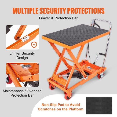 Hydraulic Lift Table Cart, 500lbs Capacity Manual Single Scissor Lift Table - Picture 5 of 7