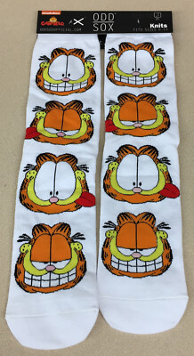 Odd Sox Garfield White Faces Novelty Socks Size 6-12 Men s Crew New Tags AR9