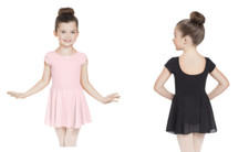 Girls Skirted Leotard Dress for Dance - SELECT BLACK OR PINK