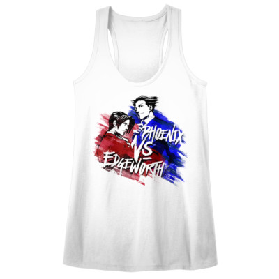 Ace Attorney Phoenix VS Edgeworth Ladies Racerback White Tank Top