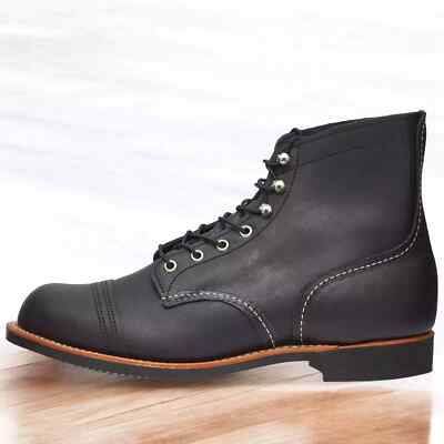 New Handmade Black Leather Oxford Lace Up Cap Toe High Ankle Dress Boots For Men