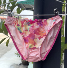 Vintage Light Silky Polyester Panty Bikini Sz.6/ M Boho Hi Cut Slippery Briefs
